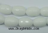 CPB355 15 inches 8*12mm faceted drum white porcelain beads wholesale