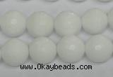 CPB36 15.5 inches 14mm faceted round white porcelain beads wholesale