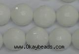 CPB37 15.5 inches 16mm faceted round white porcelain beads wholesale