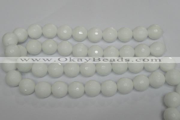 CPB38 15.5 inches 18mm faceted round white porcelain beads wholesale