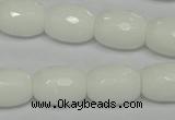 CPB42 15.5 inches 12*16mm faceted drum white porcelain beads