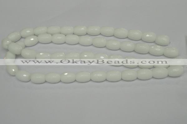 CPB42 15.5 inches 12*16mm faceted drum white porcelain beads