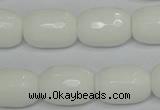 CPB43 15.5 inches 13*18mm faceted drum white porcelain beads