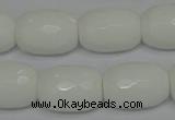 CPB44 15.5 inches 15*20mm faceted drum white porcelain beads