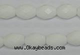 CPB46 15.5 inches 10*14mm faceted rice white porcelain beads