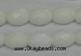 CPB47 15.5 inches 12*16mm faceted rice white porcelain beads