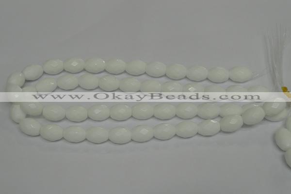 CPB47 15.5 inches 12*16mm faceted rice white porcelain beads