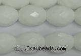 CPB49 15.5 inches 15*20mm faceted rice white porcelain beads