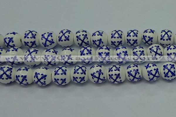 CPB521 15.5 inches 6mm round Painted porcelain beads