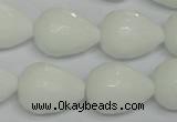 CPB54 15.5 inches 15*20mm faceted teardrop white porcelain beads