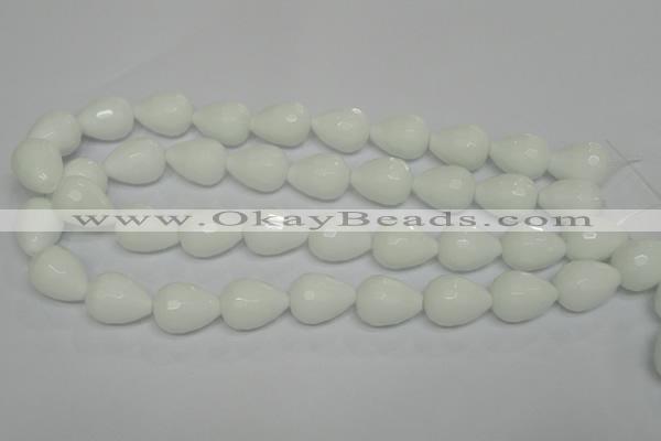 CPB54 15.5 inches 15*20mm faceted teardrop white porcelain beads