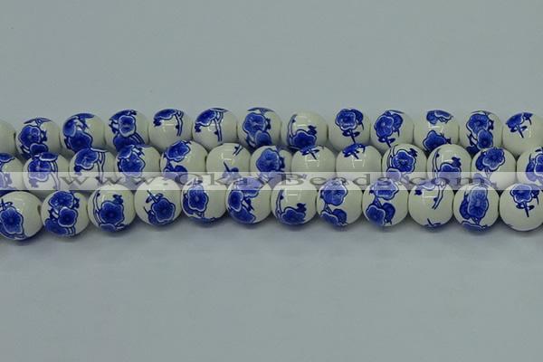 CPB545 15.5 inches 14mm round Painted porcelain beads