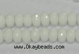 CPB59 15.5 inches 6*10mm faceted rondelle white porcelain beads