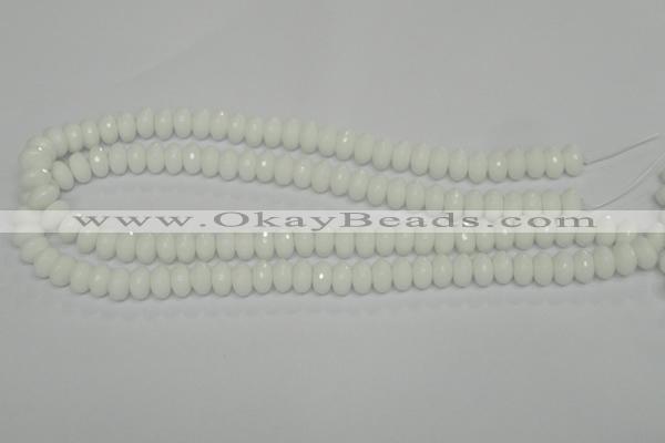 CPB59 15.5 inches 6*10mm faceted rondelle white porcelain beads