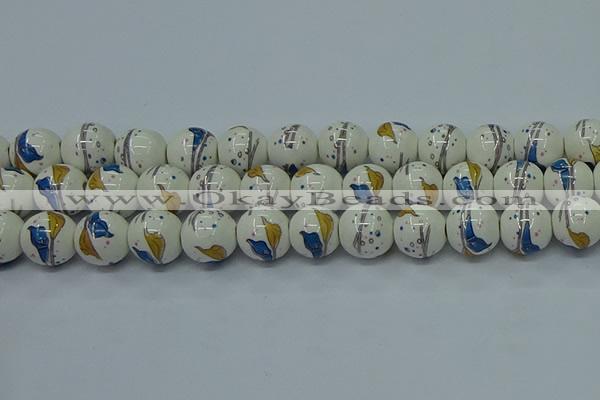 CPB591 15.5 inches 6mm round Painted porcelain beads