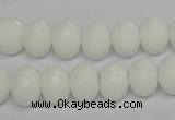 CPB60 15.5 inches 8*12mm faceted rondelle white porcelain beads