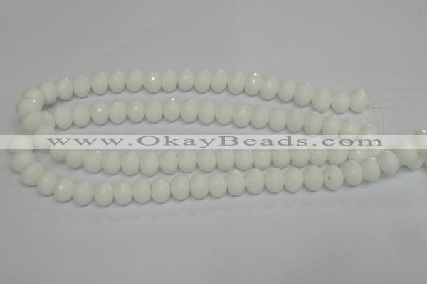 CPB60 15.5 inches 8*12mm faceted rondelle white porcelain beads