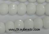 CPB61 15.5 inches 10*14mm faceted rondelle white porcelain beads