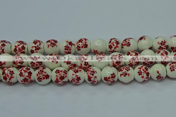 CPB611 15.5 inches 6mm round Painted porcelain beads