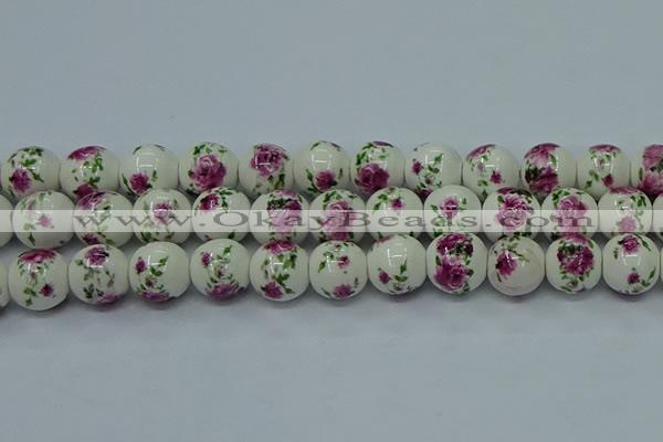 CPB634 15.5 inches 12mm round Painted porcelain beads