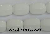 CPB67 15.5 inches 13*18mm drum white porcelain beads wholesale