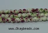 CPB701 15.5 inches 6mm round Painted porcelain beads