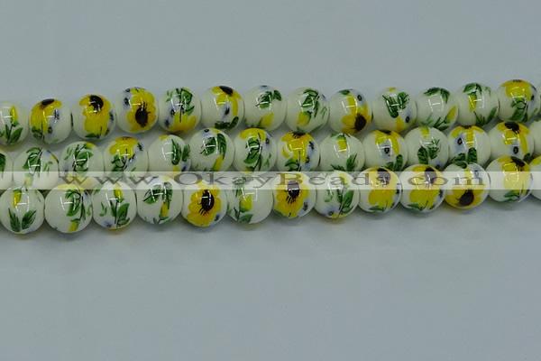 CPB733 15.5 inches 10mm round Painted porcelain beads