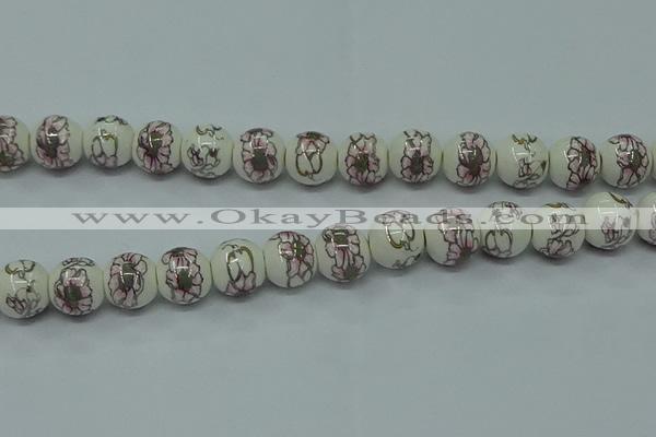 CPB791 15.5 inches 6mm round Painted porcelain beads