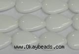 CPB91 15.5 inches 15*20mm flat teardrop white porcelain beads wholesale