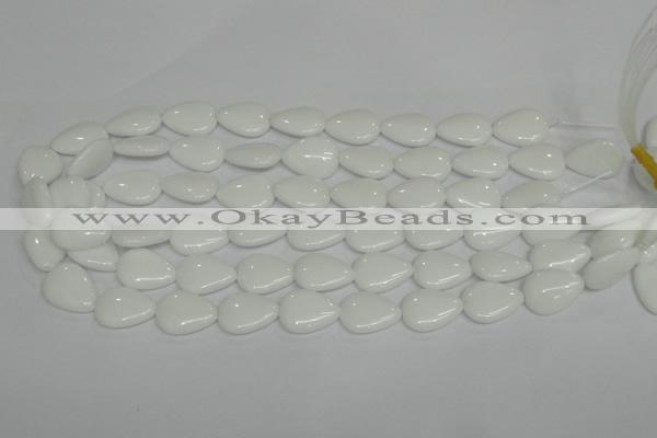 CPB91 15.5 inches 15*20mm flat teardrop white porcelain beads wholesale