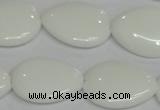 CPB92 15.5 inches 18*25mm flat teardrop white porcelain beads wholesale