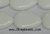 CPB93 15.5 inches 20*30mm flat teardrop white porcelain beads wholesale