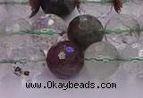 CPC12 15.5 inches 10mm faceted round green phantom quartz beads