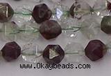 CPC15 15.5 inches 6mm faceted nuggets green phantom quartz beads