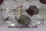 CPC18 15.5 inches 12mm faceted nuggets green phantom quartz beads