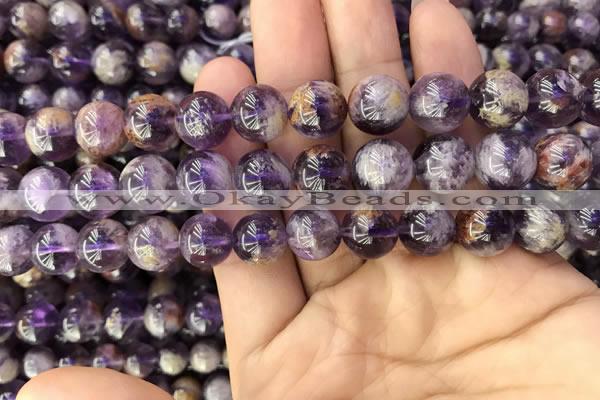 CPC613 15.5 inches 12mm round purple phantom quartz beads