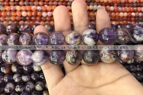 CPC615 15.5 inches 16mm round purple phantom quartz beads