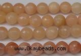 CPE12 15.5 inches 8mm faceted round peach stone beads wholesale