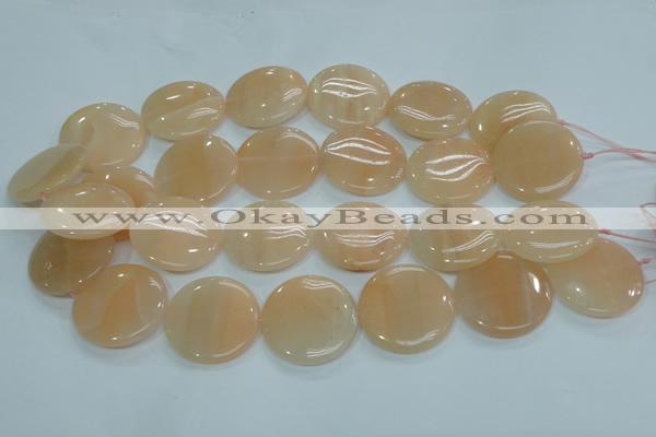 CPI103 15.5 inches 30mm flat round pink aventurine jade beads