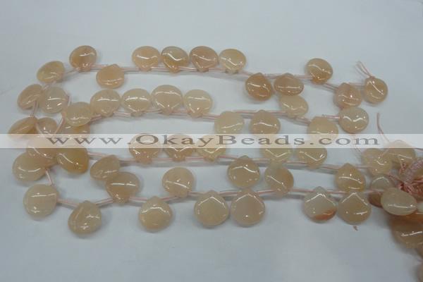 CPI20 Top-drilled 15*15mm flat teardrop pink aventurine jade beads