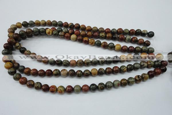 CPJ153 15.5 inches 8mm round picasso jasper gemstone beads