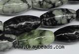 CPJ211 15.5 inches 12*24mm rice green picasso jasper beads