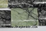 CPJ239 15.5 inches 22*30mm flat tube green picasso jasper beads