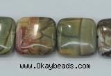 CPJ32 15.5 inches 20*20mm square picasso jasper beads wholesale