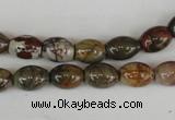 CPJ365 15.5 inches 8*10mm rice picasso jasper gemstone beads