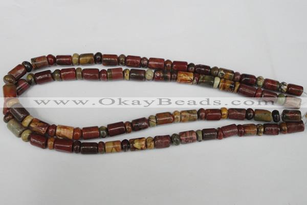 CPJ367 15.5 inches 5*8mm rondelle & 8*10mm tube picasso jasper beads