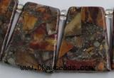 CPJ378 Top drilled 22*26mm trapezoid picasso jasper & pyrite beads