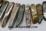 CPJ40 15.5 inches multi size wand picasso jasper beads wholesale