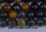 CPJ472 15.5 inches 8mm round black picasso jasper beads wholesale