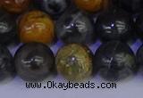 CPJ475 15.5 inches 14mm round black picasso jasper beads wholesale